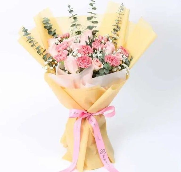 Sweet 21 Pink Roses and Carnations - Image 1