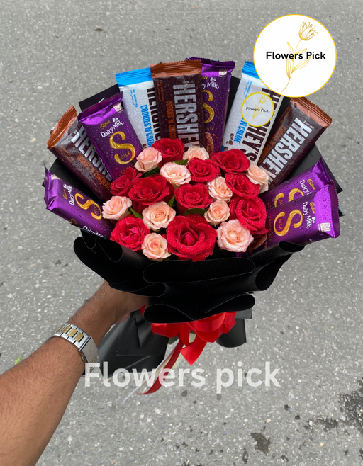 Premium Flowers And Chocolate Bouquet ✨