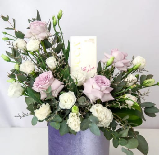 Purple Flower & Chocolate Box
