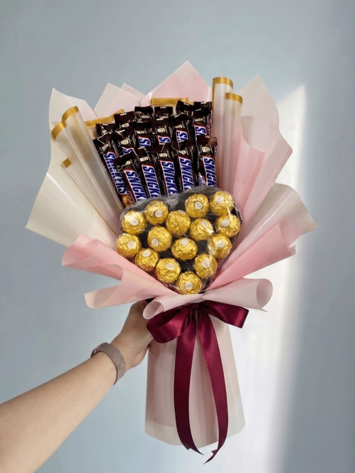 Snickers Ferrero Heart Bouquet