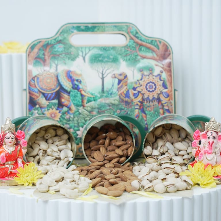 Luxury Dry Fruit Hamper Box with Lakshmi Ganesha Idol - Image 2