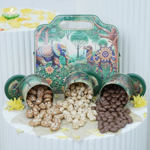 Luxury Elephant & Camel Design Tin with Assorted Treats