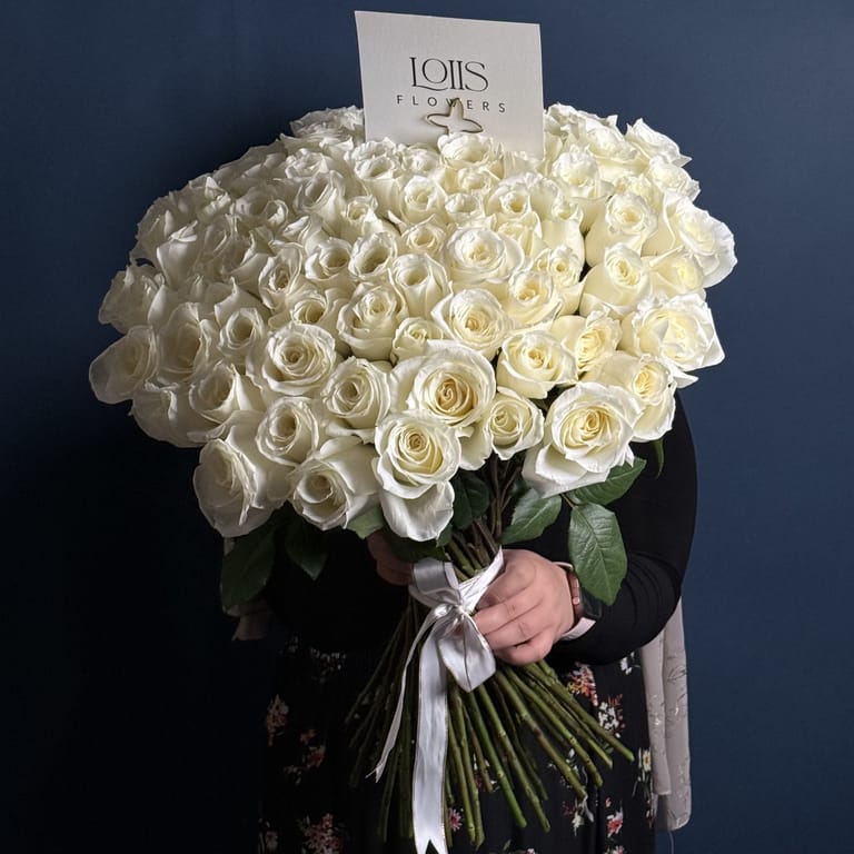 Premium White Roses Bouquet - Image 2