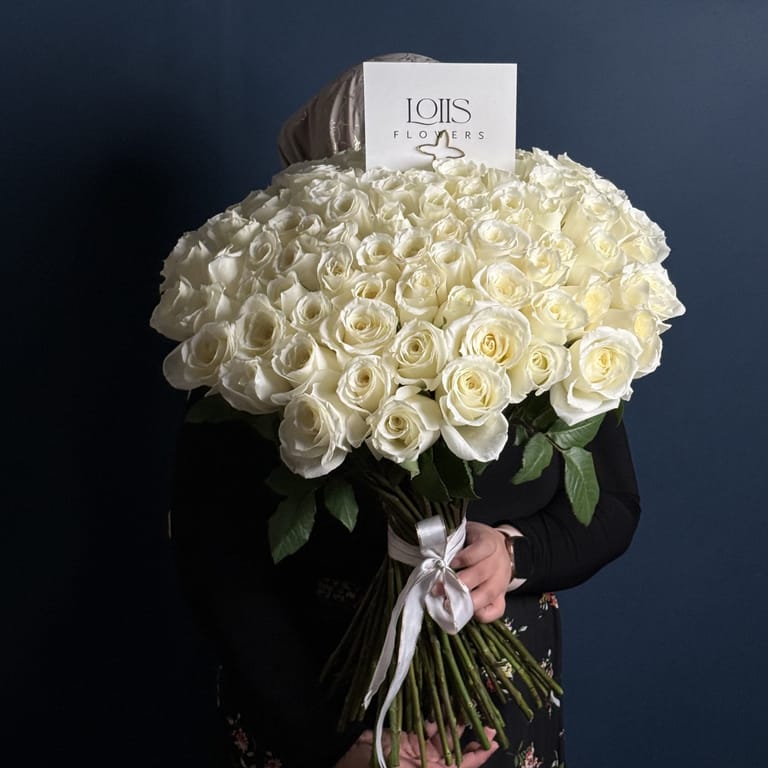 Premium White Roses Bouquet - Image 3