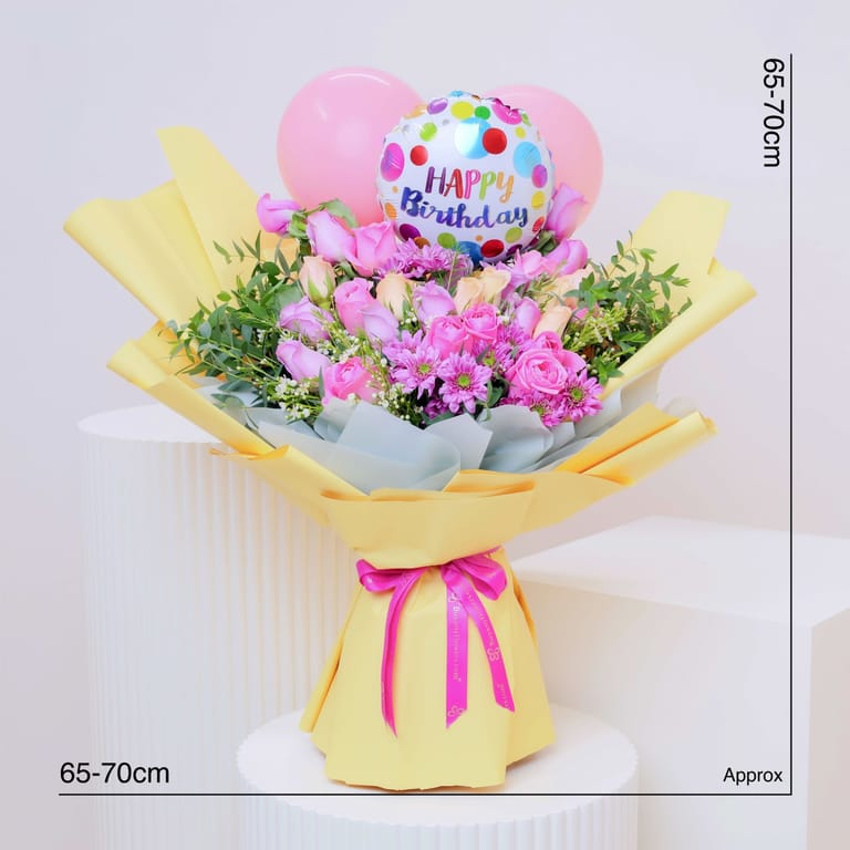 Pastel Flowers and Birthday Balloons - Image 4