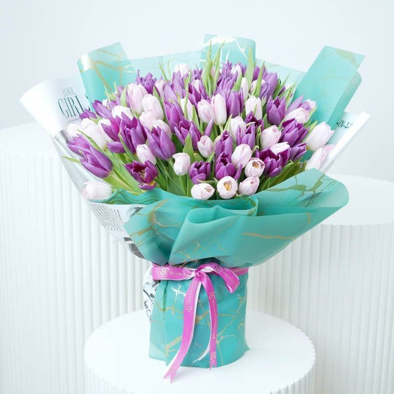 Sweet 101 Pink and Purple Tulips - Image 1