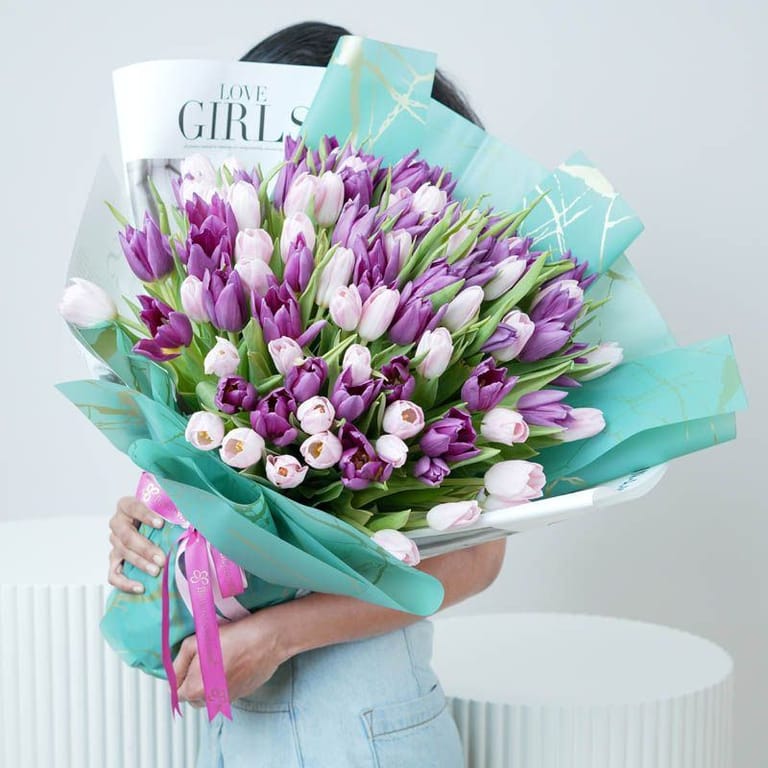 Sweet 101 Pink and Purple Tulips - Image 2