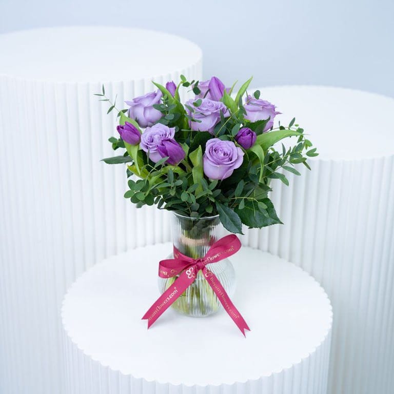 Mauve 11 Roses and Tulips - Image 1