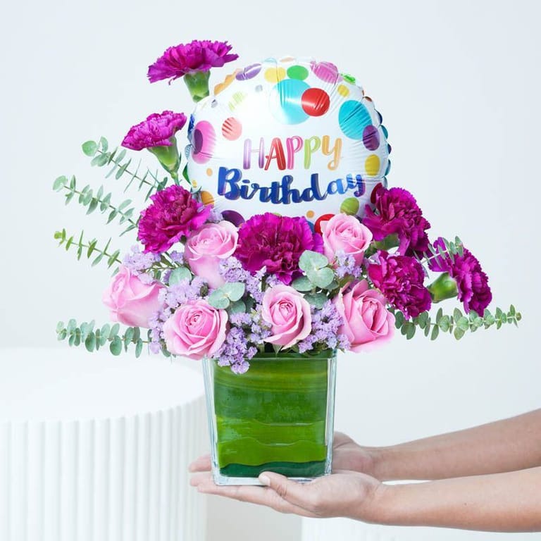 Cute Birthday Balloon and Flower Vase - Image 2