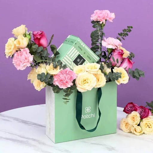 Pink and Peach Patchi Floral Arrangement