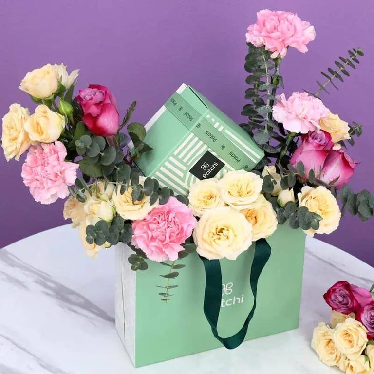 Pink and Peach Patchi Floral Arrangement - Image 3