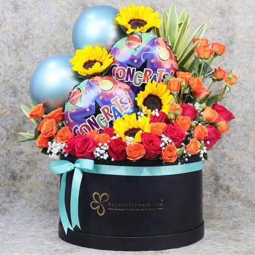 Congrats Balloons and Flower