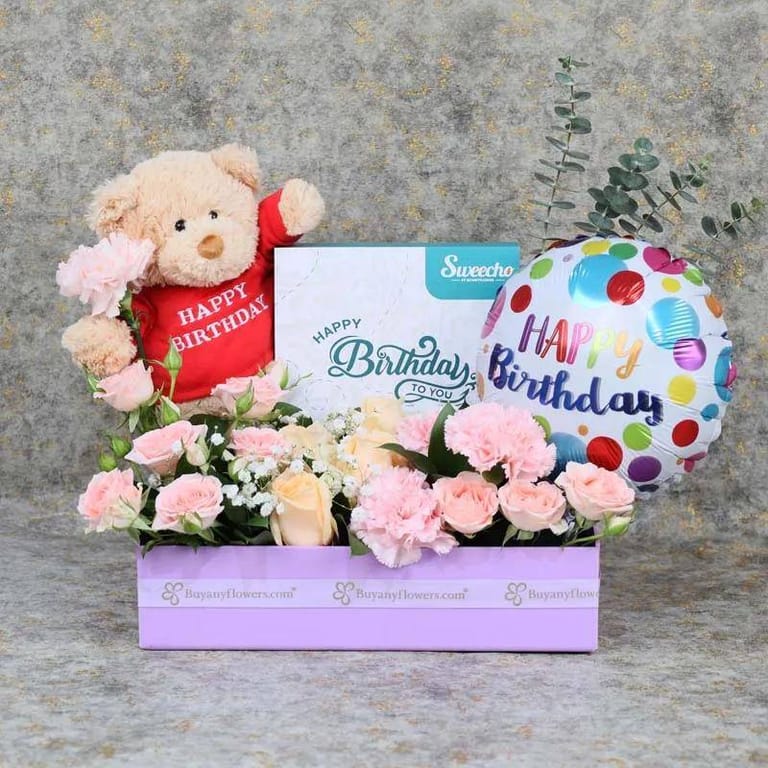 Pastel Birthday Flower Hamper - Image 1
