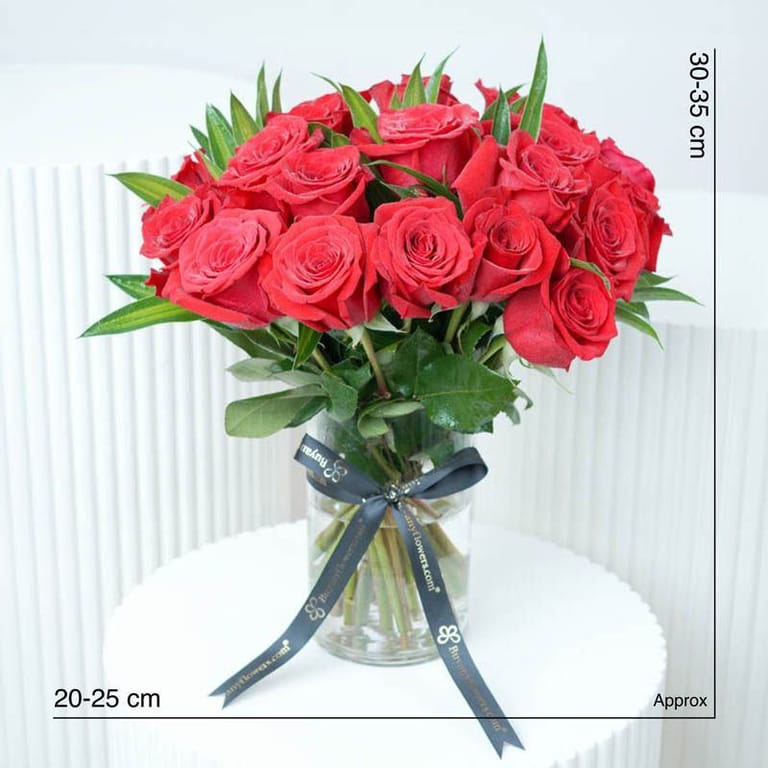 Beauty 21 Red Roses Vase - Image 2