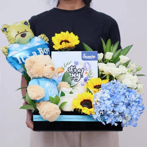 Welcome Baby Boy Flower Hamper