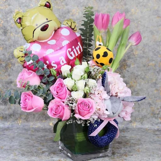 Welcome Baby Girl Flower Vase