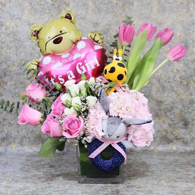 Welcome Baby Girl Flower Vase - Image 3