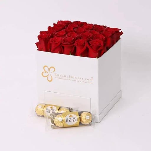 White Love 25 Red Roses