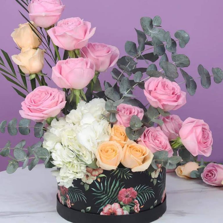 Pastel Flowers in Floral Printed Box - Image 2
