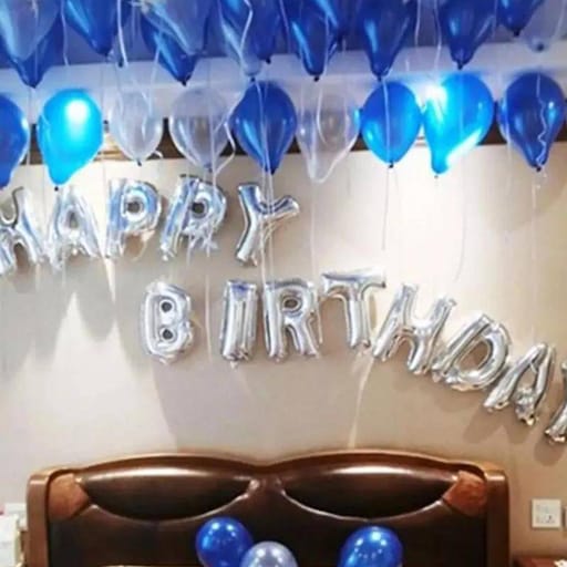 Blue N Silver Birthday Balloon