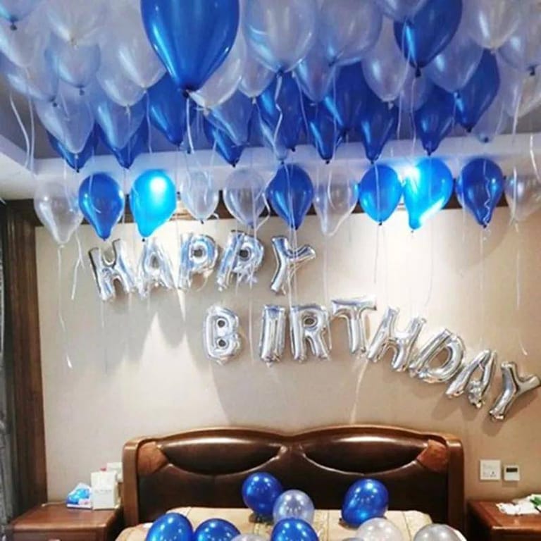 Blue N Silver Birthday Balloon - Image 3
