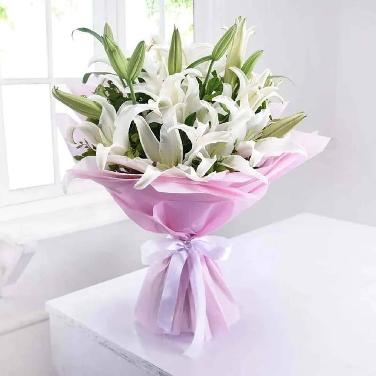 White Lilies Bunch with Black Forest - Image 1