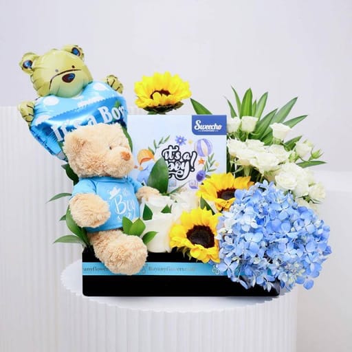 Welcome Baby Boy Flower Hamper