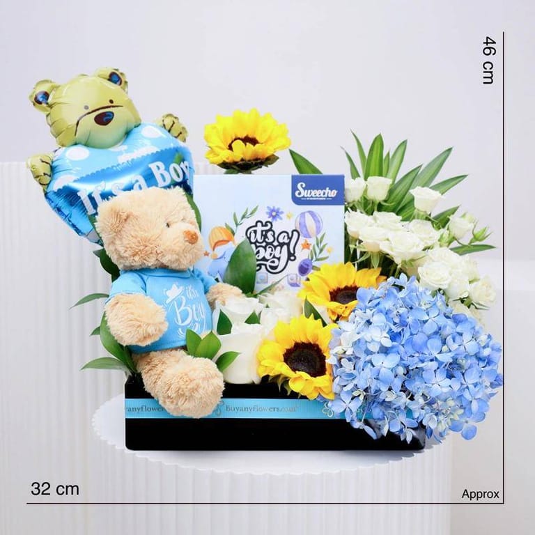 Welcome Baby Boy Flower Hamper - Image 5