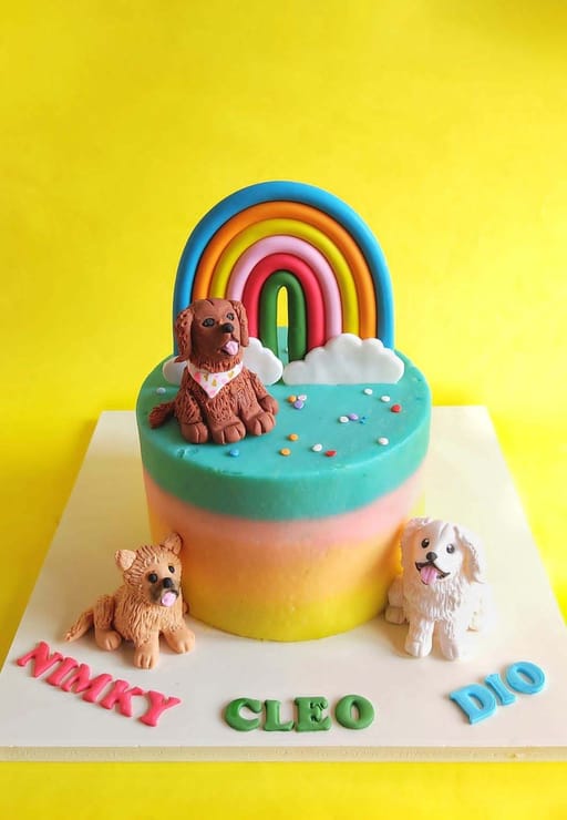Puppy Rainbow Party Cake