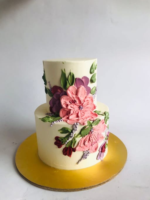 Boho Sunset Blooms Cake