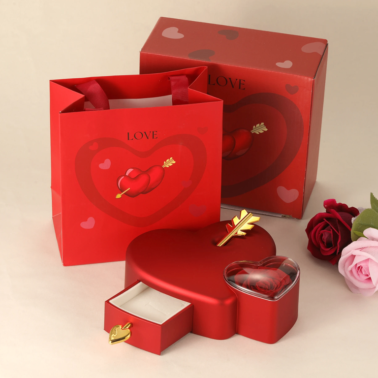 Luxury Heart Box with Hidden Drawe - Image 1
