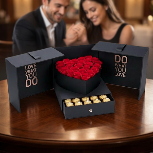 Luxury Rose Heart & Ferrero Drawer Box