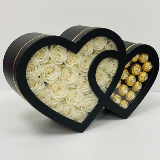 Rose & Ferrero Double Heart Black Box