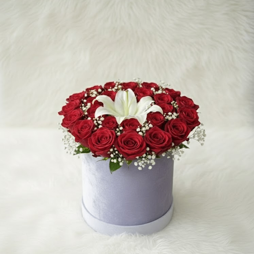 Elegant Rose & Lily Velvet Box