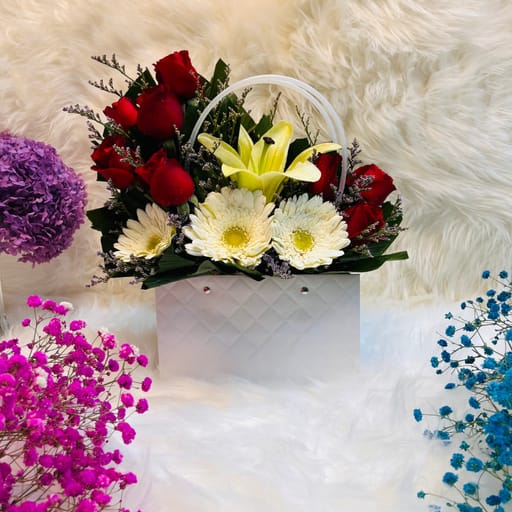Mixed Flowers in Quilted Bag