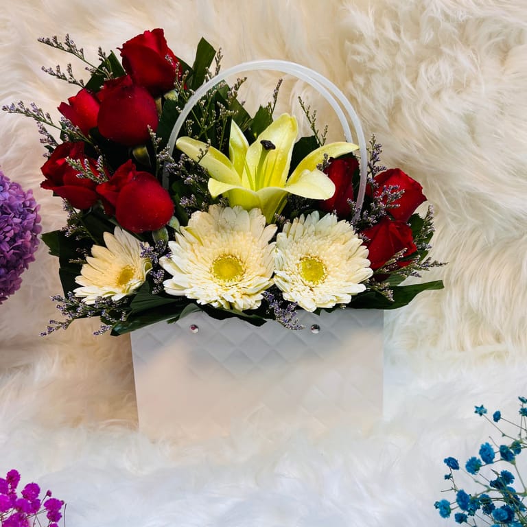 Mixed Flowers in Quilted Bag - Image 2