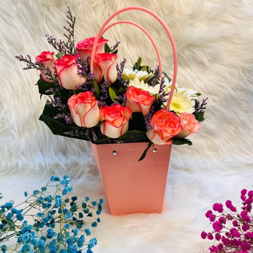 Pink Rose & Gerbera Handy-Box