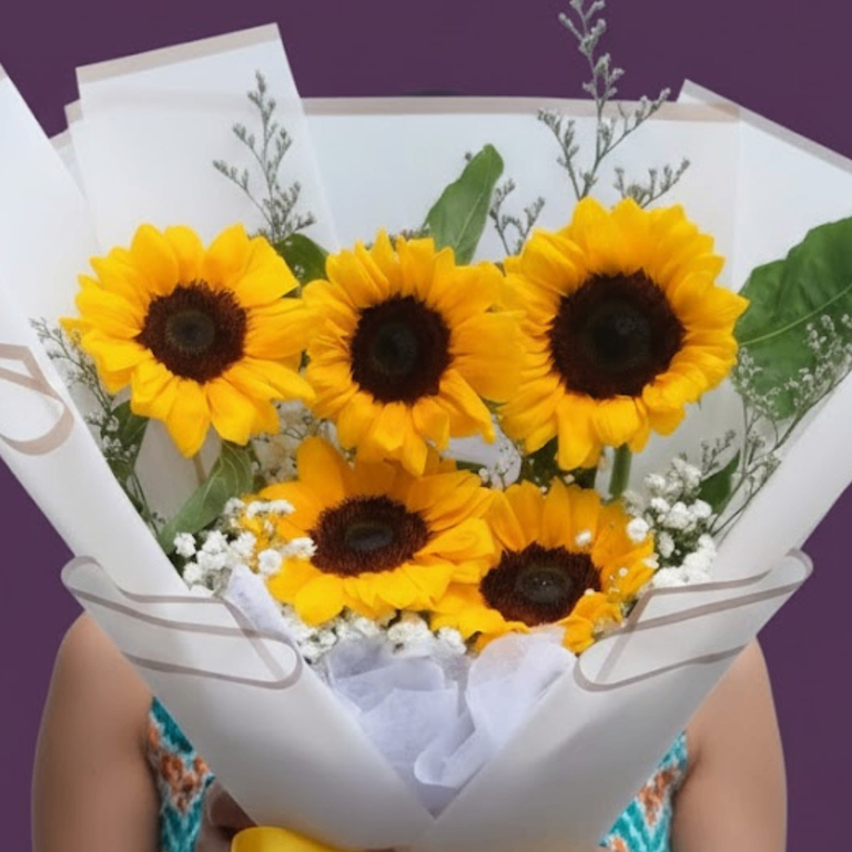 Sunflower White Wrap Bouquet - Image 3