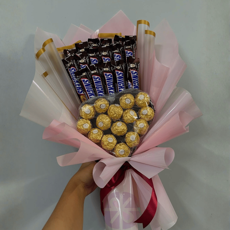 Snickers Ferrero Heart Bouquet - Image 2