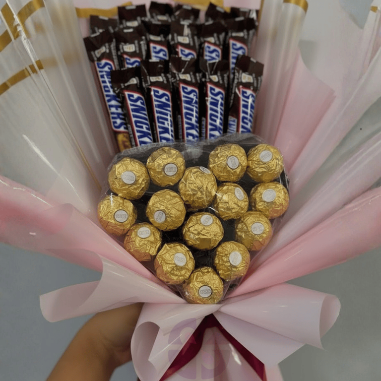 Snickers Ferrero Heart Bouquet - Image 3