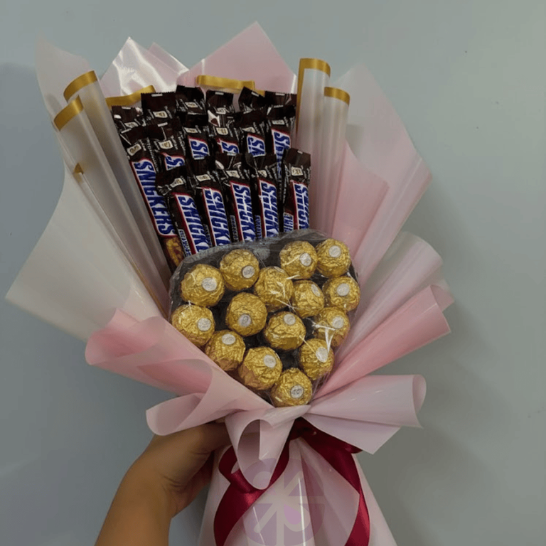 Snickers Ferrero Heart Bouquet - Image 4