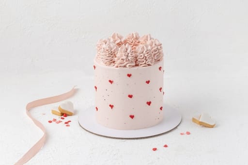 Valentine’s Pink Hearts Vanilla Cake