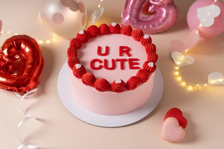 U R Cute Minimalist Valentines Cake - Image 1