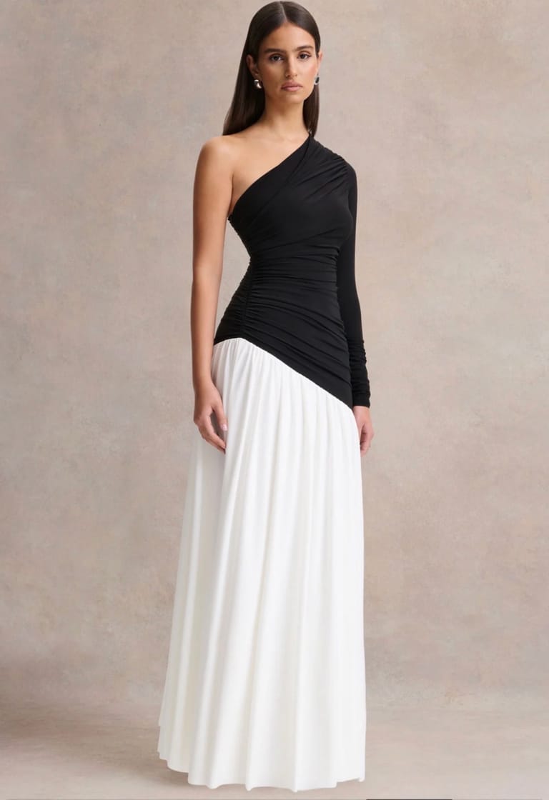 The Bianca Asymmetric Draped Gown - Image 1