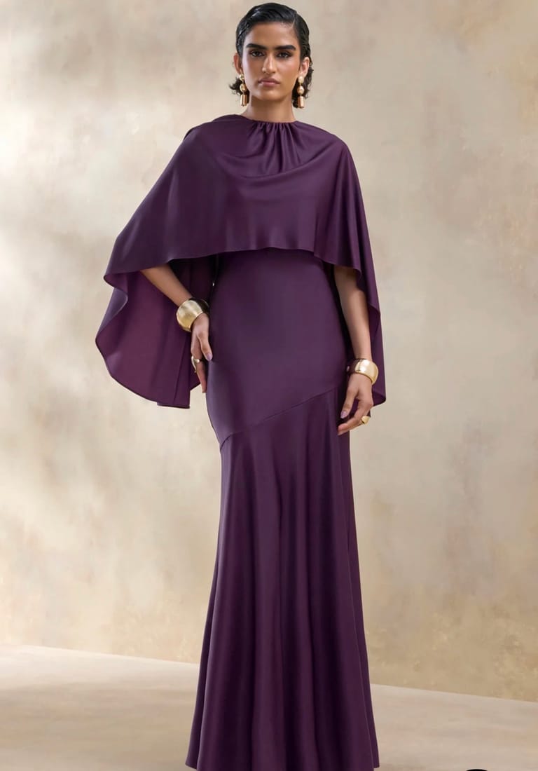 Cape Sleeve Mermaid Gown - Image 1