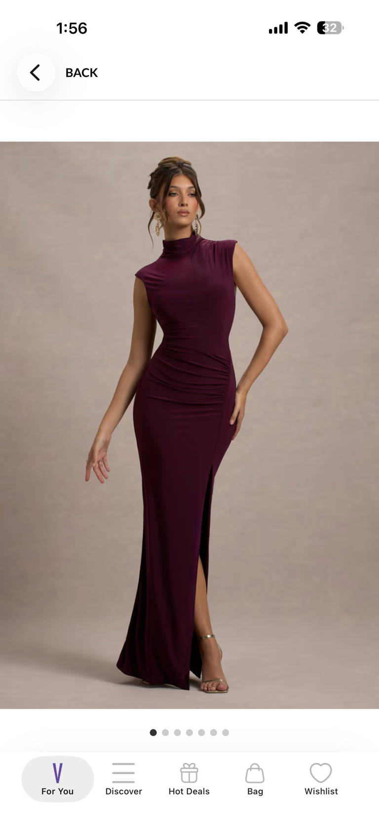 Deep Burgundy..Sleeveless Side Slit Evening Gown