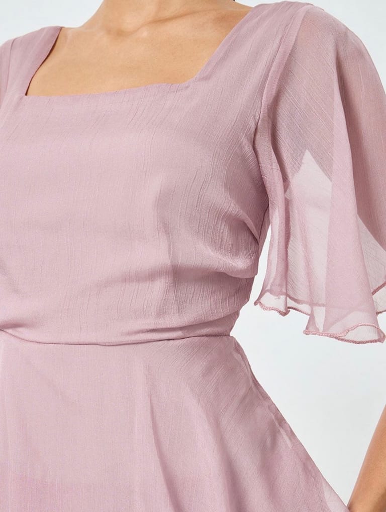 Dusty Rose Tiered Chiffon Maxi Dress - Image 5