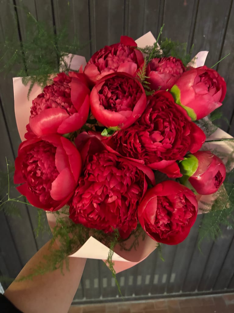 Peonies red