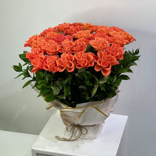 Eternal Orange Roses Charm Bouquet