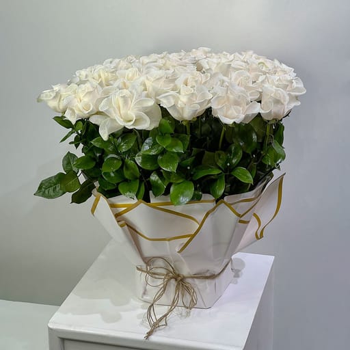 Eternal White Roses Charm Bouquet